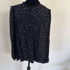 Sanctuary Black Blouse with Colorful Dots